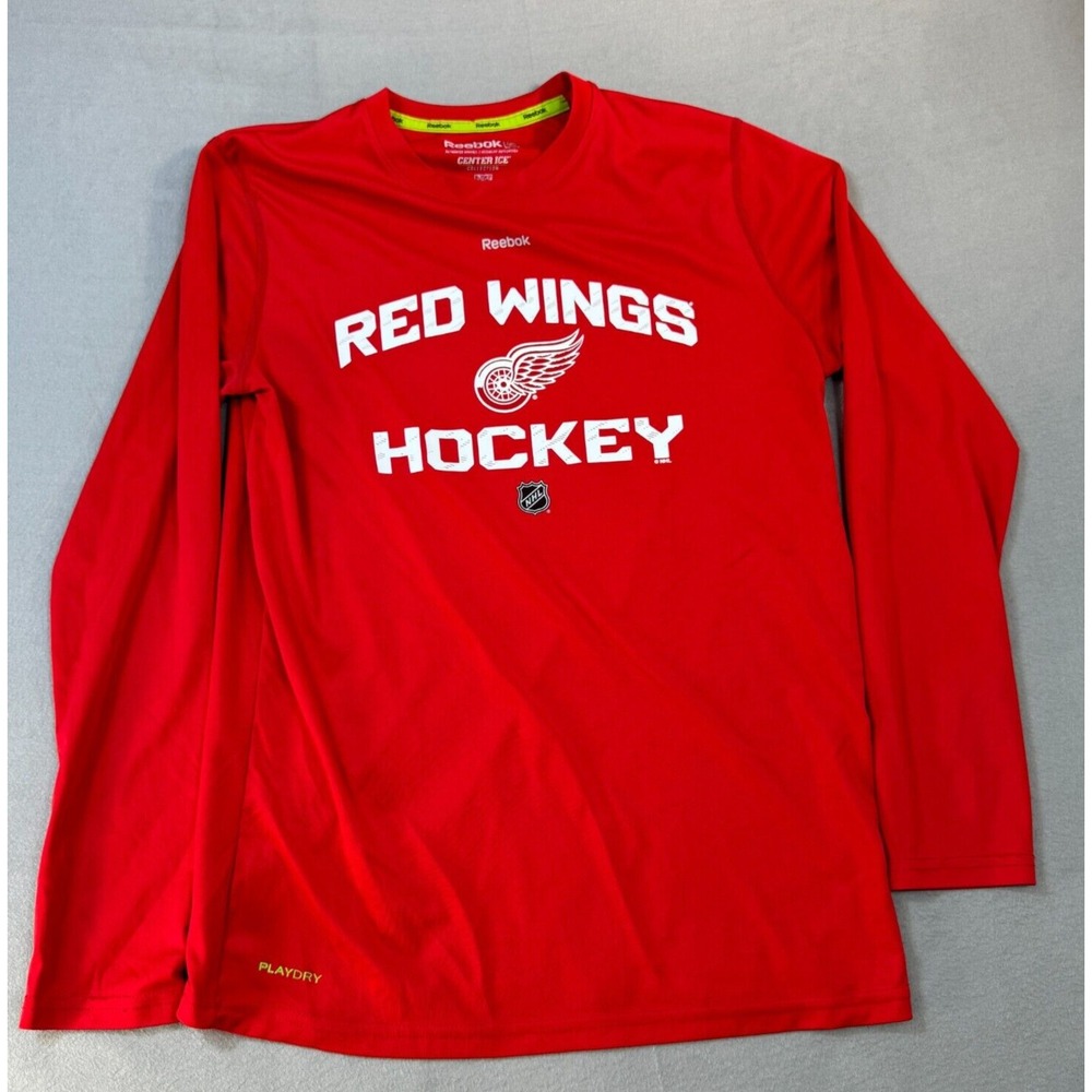 Detroit Red Wings Shirt Womens Size XL Center Ice Red NHL Hockey Play Dry Reebok